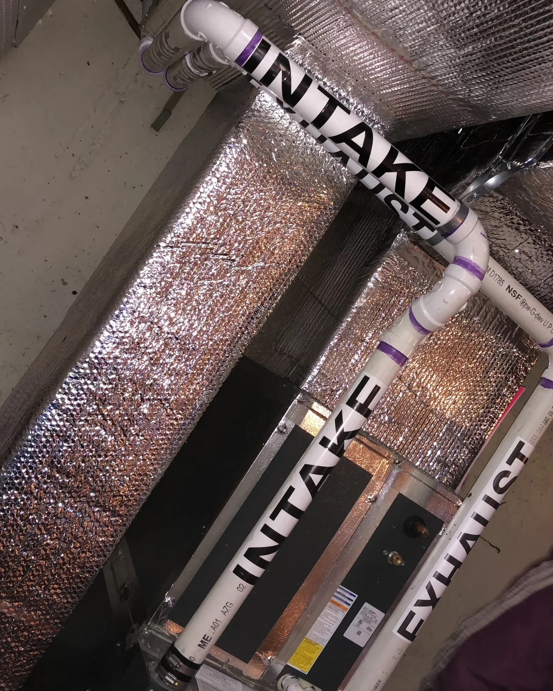 Labeled intake and exhaust runs on an AirPrime-installed system